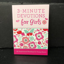 Load image into Gallery viewer, 3 Minutes Devotions for Girls: 180 Inspirational Readings for Young Hearts (Janice Hanna Thompson) -religion paperback
