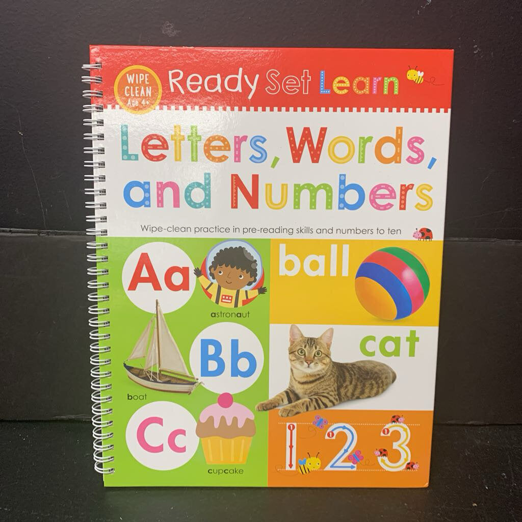 Letters, Words, and Numbers (Ready Set Learn Wipe-Clean Age 4+) -workbook hardcover