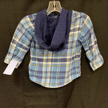Load image into Gallery viewer, Plaid Hooded Button Down Shirt
