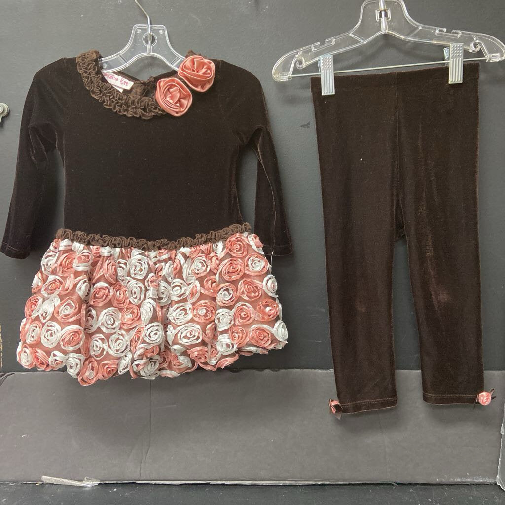 2pc Velvet Flower Outfit