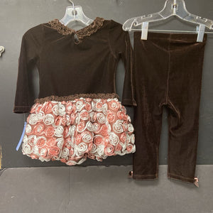 2pc Velvet Flower Outfit