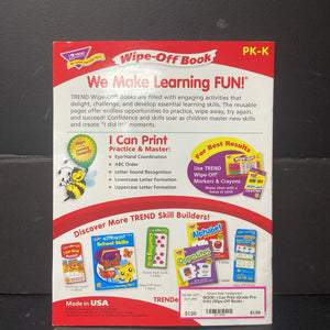 I Can Print (Grade Pre-K/K) (Wipe-Off Book) -workbook paperback