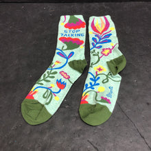 Load image into Gallery viewer, Girls &quot;Stop Talking&quot; Socks (Blue Q)
