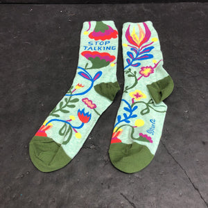 Girls "Stop Talking" Socks (Blue Q)
