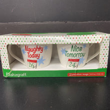 Load image into Gallery viewer, 2pk Porcelain Naughty &amp; Nice Christmas Mugs (NEW) (Pfaltzgraff)
