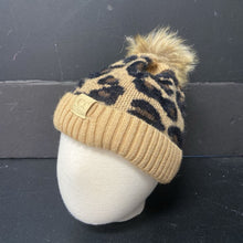 Load image into Gallery viewer, Girls Winter Animal Print Hat w/Poms
