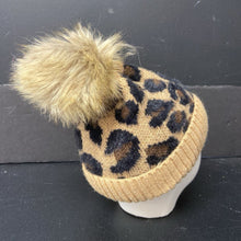 Load image into Gallery viewer, Girls Winter Animal Print Hat w/Poms

