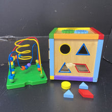 Load image into Gallery viewer, Wooden Abacus Activity Cube Shape Sorter w/Shapes
