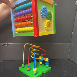 Wooden Abacus Activity Cube Shape Sorter w/Shapes