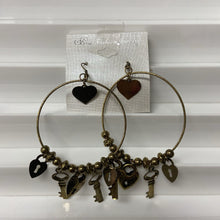 Load image into Gallery viewer, Heart Key Hoop Earrings (NEW)
