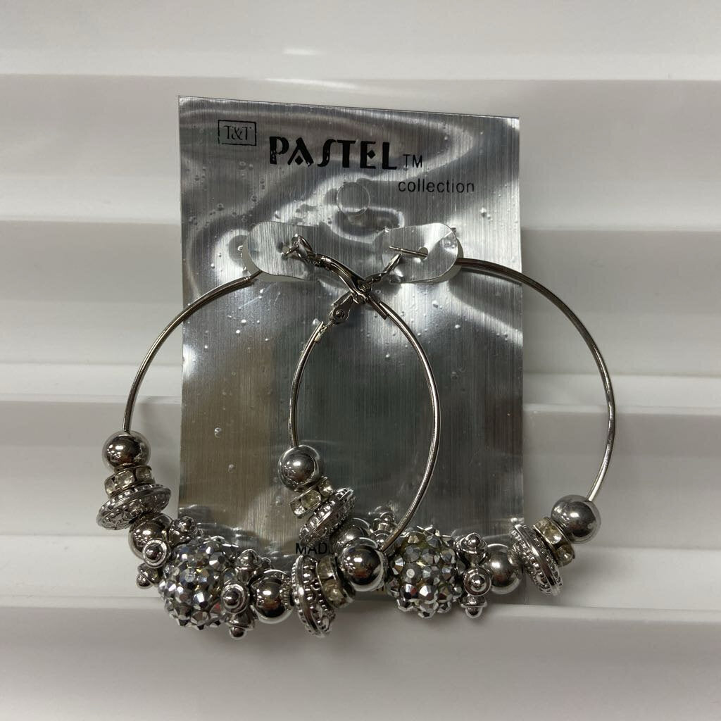 Beaded Hoop Earrings (NEW) (Pastel Collection)