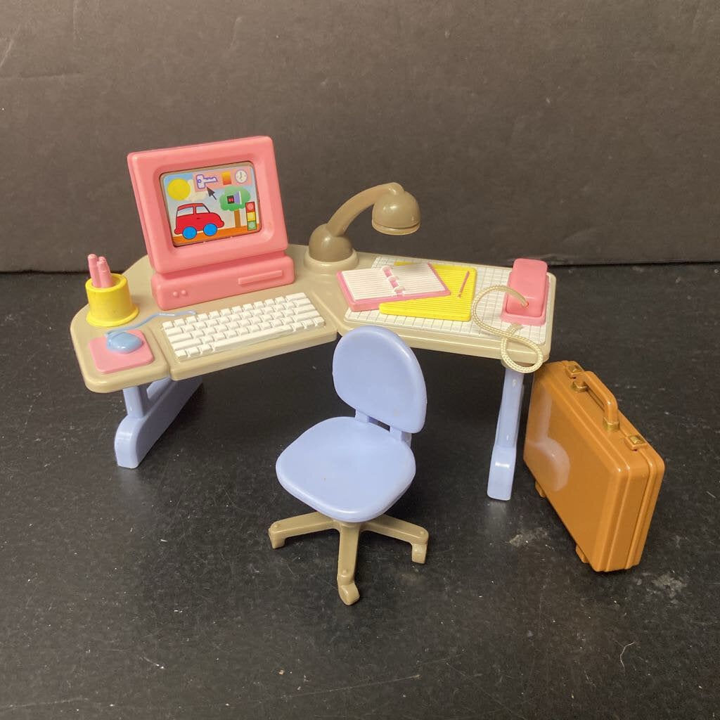 Dollhouse Office Desk Set 1997 Vintage Collectible