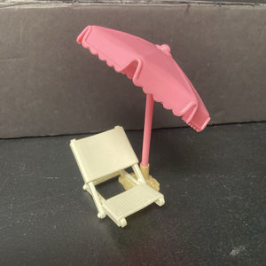 Dollhouse Beach Chair & Umbrella 1997 Vintage Collectible