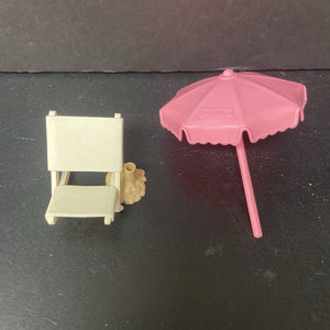 Dollhouse Beach Chair & Umbrella 1997 Vintage Collectible