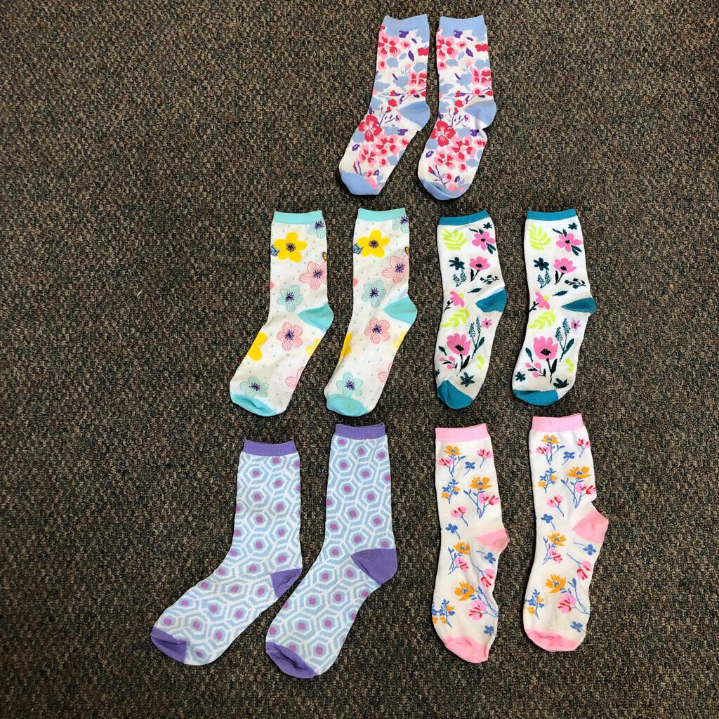 Girls 5pk Flower Socks