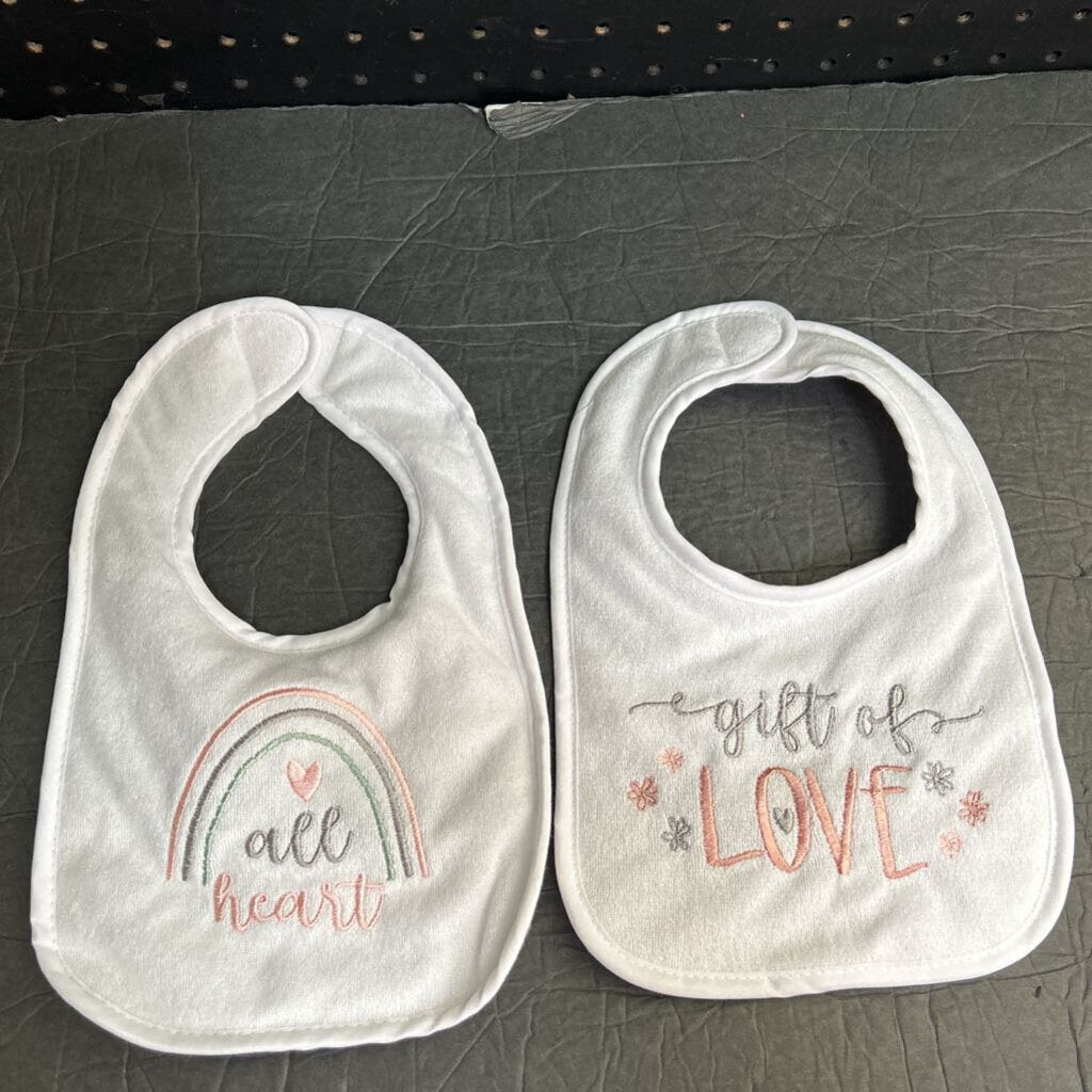 2pk Heart Bibs