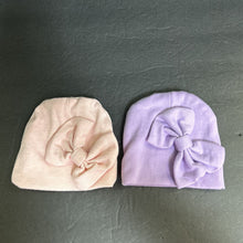 Load image into Gallery viewer, 2pk Girls Infant Bow Hats
