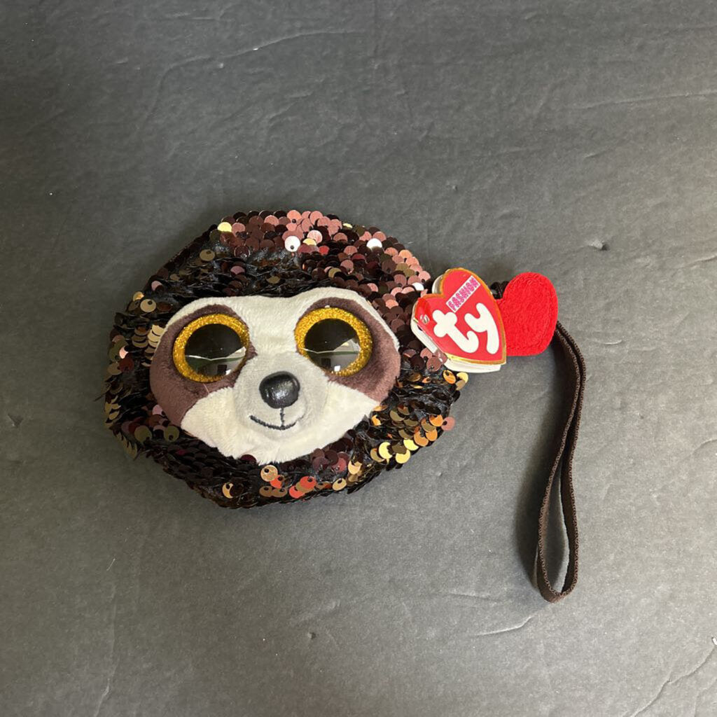 Flippables Dangler the Sloth Reverse Sequin Wristlet Bag
