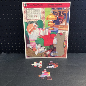 29pc Letters to Santa Christmas Frame Tray Puzzle 1973 Vintage Collectible