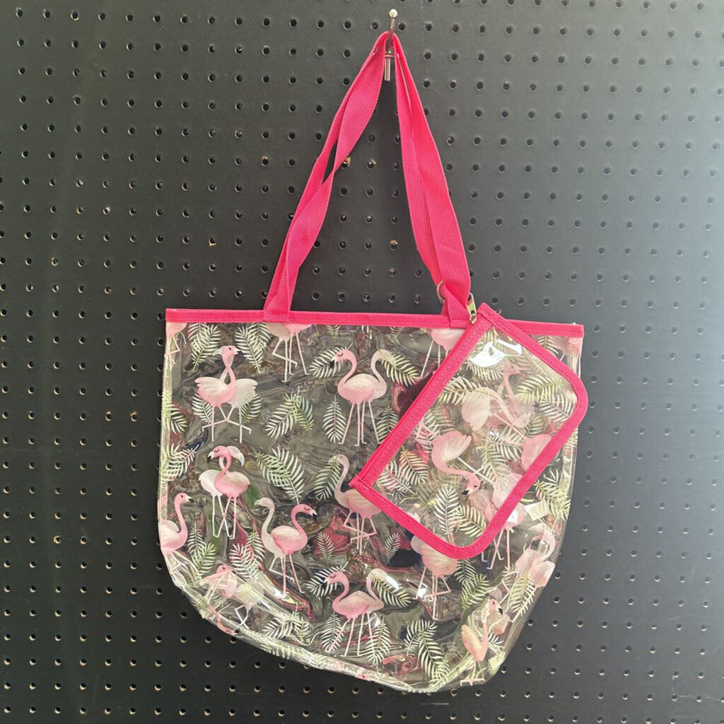 Flamingo Tote Bag w/Pouch Bag