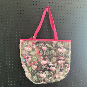 Flamingo Tote Bag w/Pouch Bag