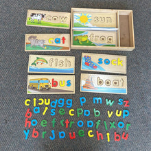 Load image into Gallery viewer, Wooden See &amp; Spell Learning Puzzle in Wooden Tray
