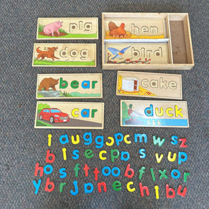 Wooden See & Spell Learning Puzzle in Wooden Tray