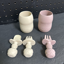 Load image into Gallery viewer, 5pc Silicone Cups, Forks, &amp; Spoon Set (PandaEar)
