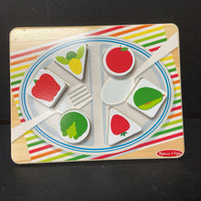 Load image into Gallery viewer, 12pc Wooden Shape Sorting Grocery Puzzle Set
