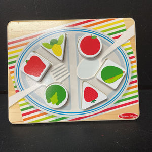 12pc Wooden Shape Sorting Grocery Puzzle Set