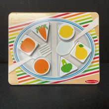 Load image into Gallery viewer, 12pc Wooden Shape Sorting Grocery Puzzle Set
