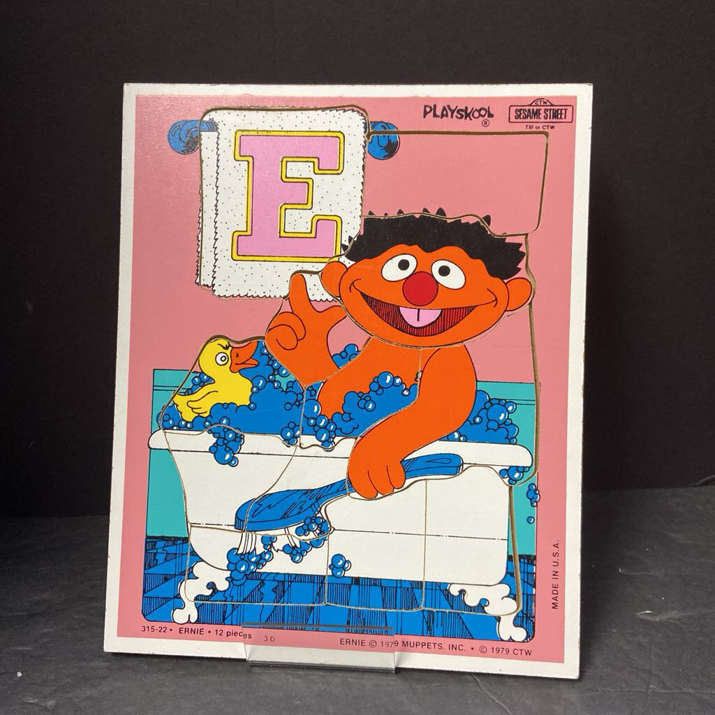 12pc Wooden Sesame Street Ernie Puzzle 1979 Vintage Collectible