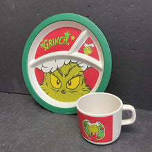 Load image into Gallery viewer, Bioworld Grinch Christmas Bamboo Plate &amp; Cup Set
