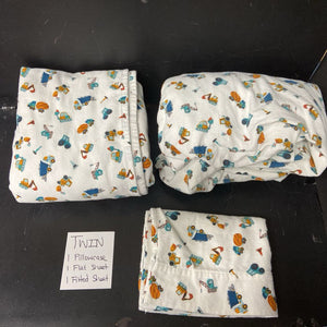 Construction Flat Sheet, Fitted Sheet, & Pillowcase Set