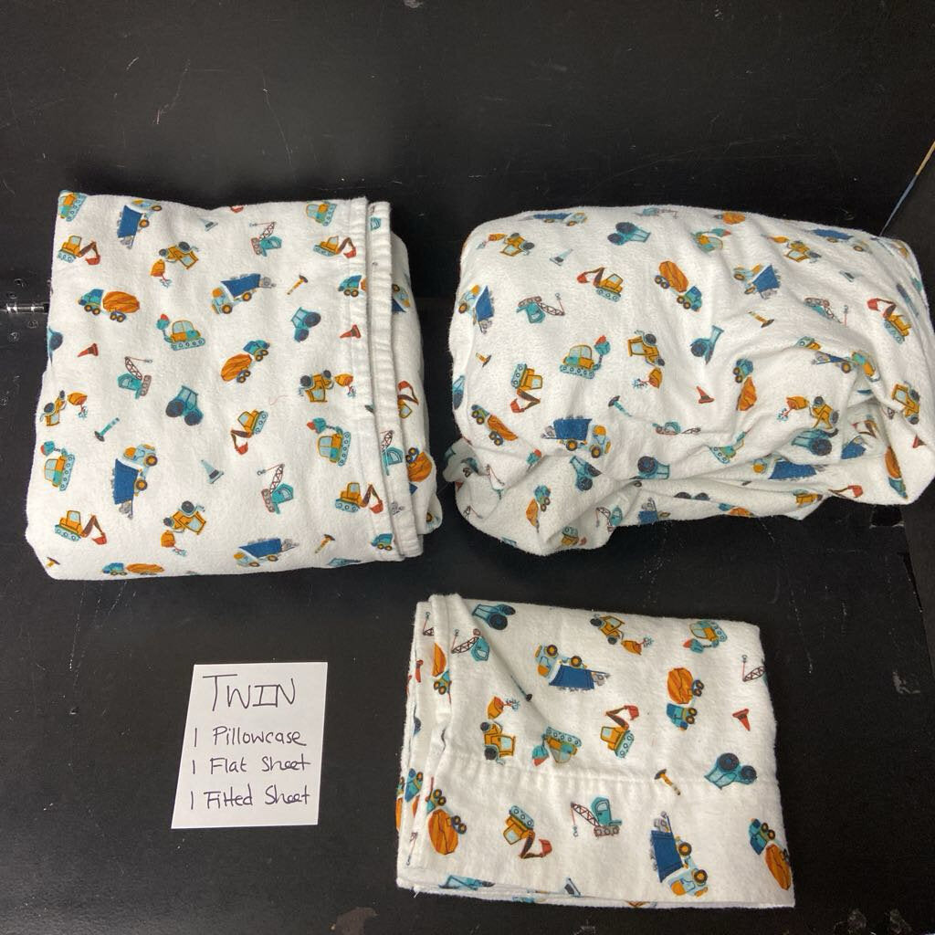Construction Flat Sheet, Fitted Sheet, & Pillowcase Set