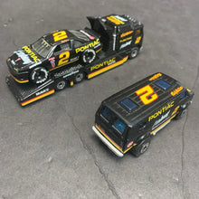 Load image into Gallery viewer, 3pc #2 NASCAR Rusty Wallace Pontiac Kenworth Cabover Racing Transporter Truck &amp; Cars 1983 Vintage Collectible
