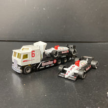 Load image into Gallery viewer, 3pc #6 Indy 500 Havoline Kenworth Cabover Racing Transporter Truck &amp; Cars 1983 Vintage Collectible
