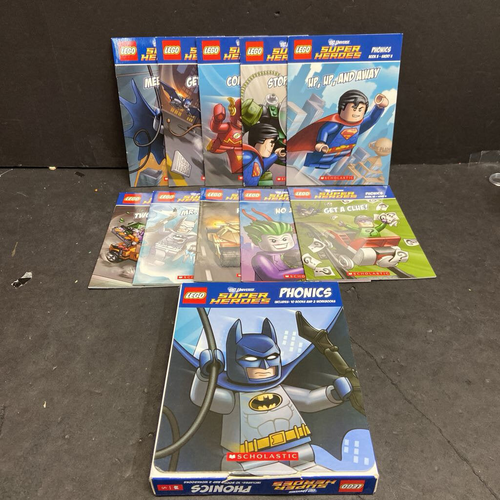 LEGO DC Comics Super Heroes Phonics Box Set -character reader paperback