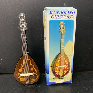 Wooden Mandolin Shaped Wind-Up Music Box