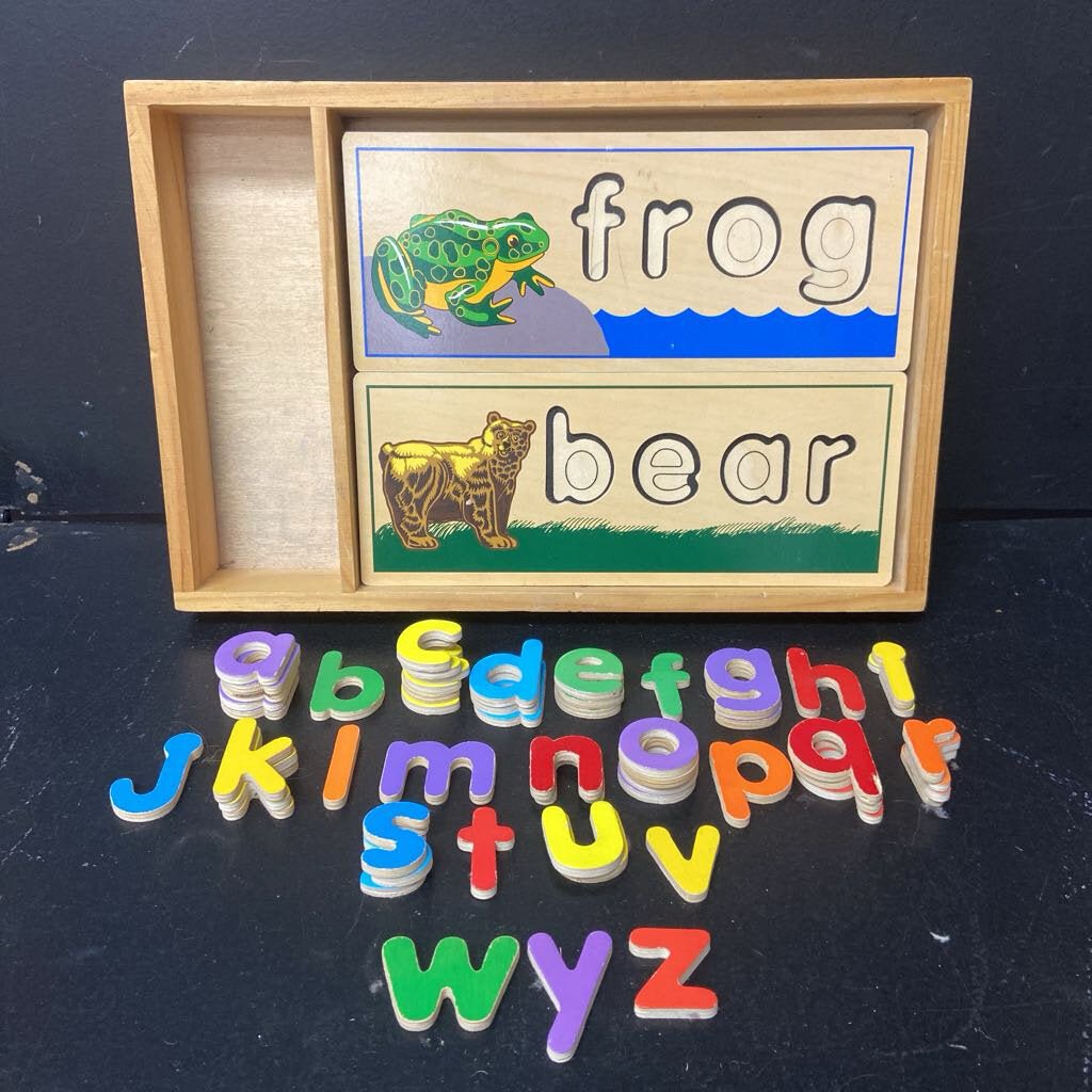 Wooden See & Spell Learning Puzzle in Wooden Tray