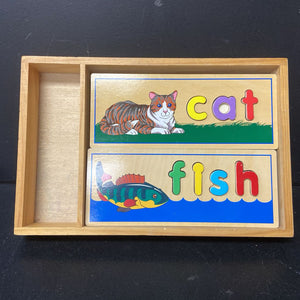 Wooden See & Spell Learning Puzzle in Wooden Tray