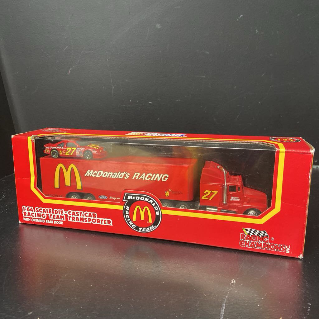 Racing Champions NASCAR Junior Johnson Mcdonald's #27 Diecast Cab Racing Team Transporter Truck (NEW)