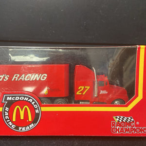 Racing Champions NASCAR Junior Johnson Mcdonald's #27 Diecast Cab Racing Team Transporter Truck (NEW)
