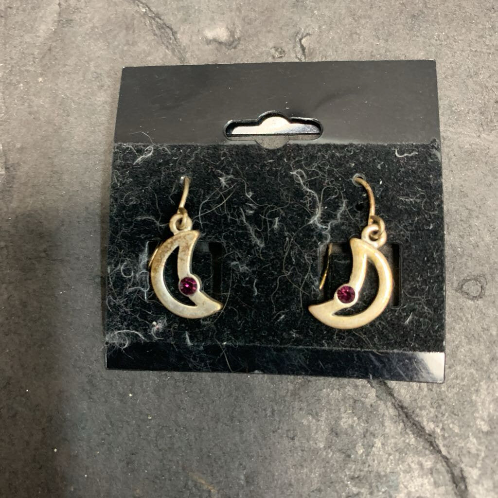 Gemstone Moon Earrings