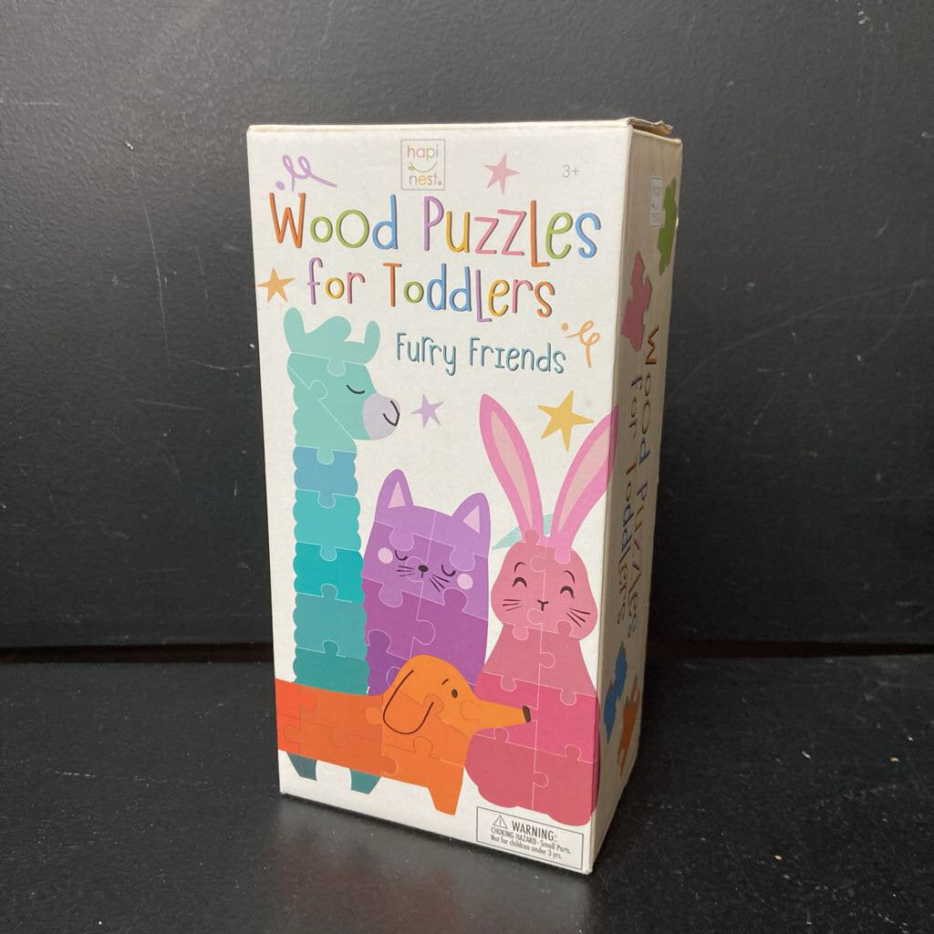 4pk Furry Friends Wooden Puzzles (NEW) (hapi nest)