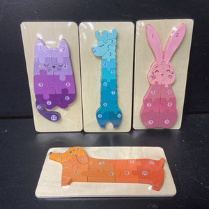 4pk Furry Friends Wooden Puzzles (NEW) (hapi nest)