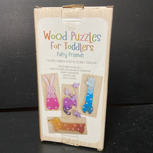 4pk Furry Friends Wooden Puzzles (NEW) (hapi nest)