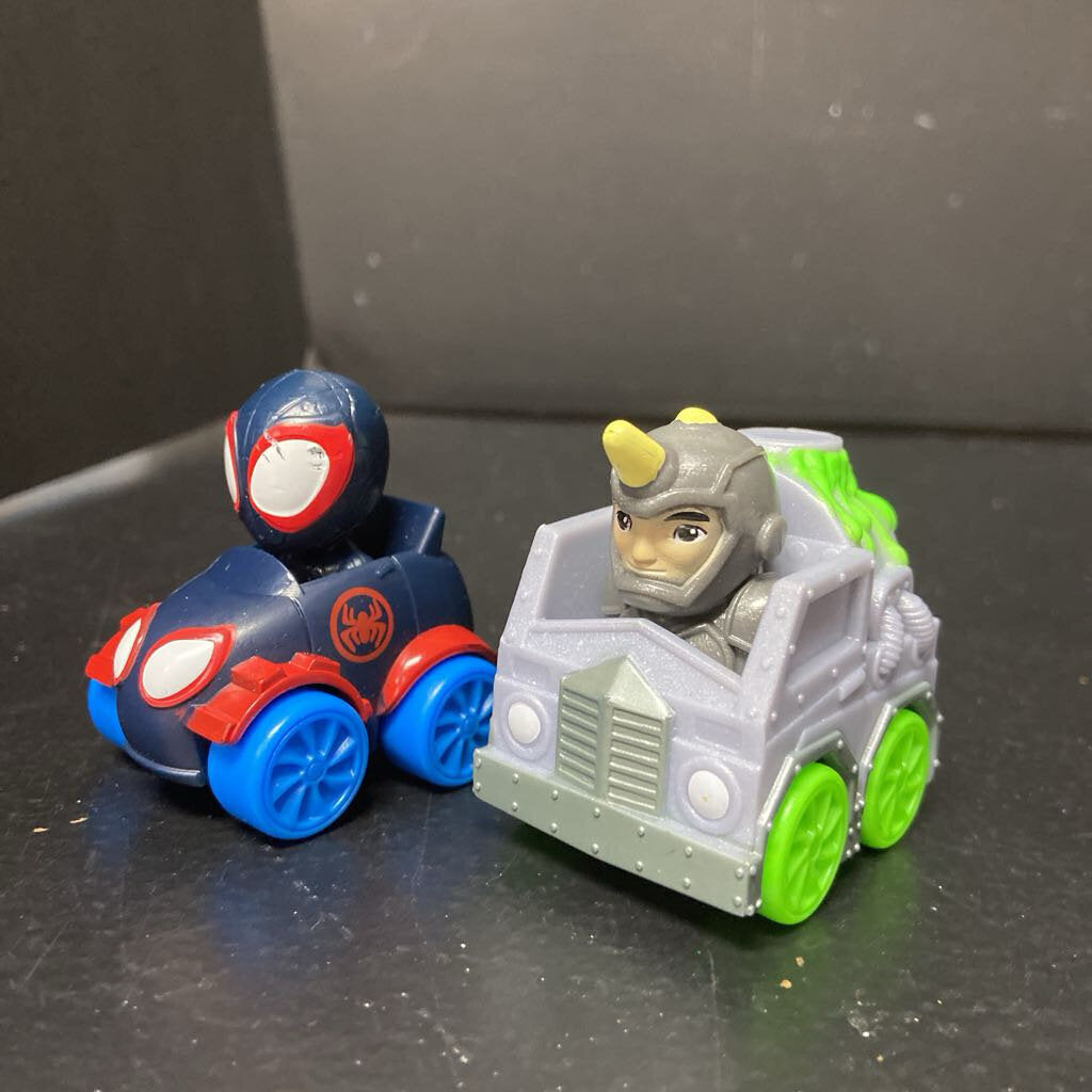 2pc Spidey & His Amazing Friends Rhino Disc Dasher & Miles Morales Amazing Minis Cars