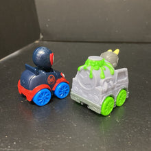 Load image into Gallery viewer, 2pc Spidey &amp; His Amazing Friends Rhino Disc Dasher &amp; Miles Morales Amazing Minis Cars
