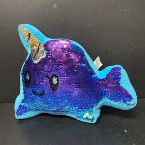 Reverse Sequin Narwhal Pillow
